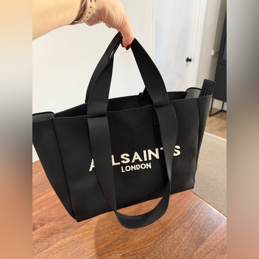All Saints Izzy Medium Black Canvas Tote - NWOT